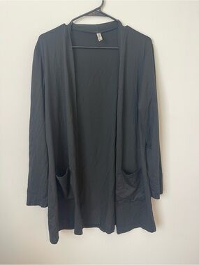 QIXING Women's L Open Front Plush Cardigan Sweater with Pockets